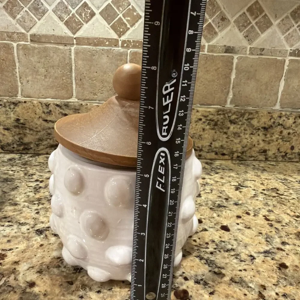 Mud Pie Raised Dotted Canister Set of 3 White Wood Farmhouse Cottage Cottagecore